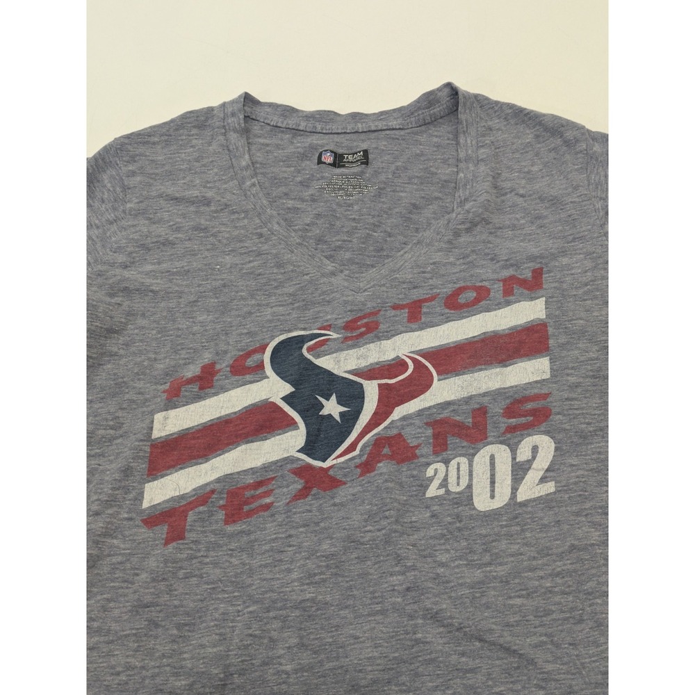 Houston Texans 2002 Women's V-Neck T-Shirt XL NFL Team Apparel‎ Gray
